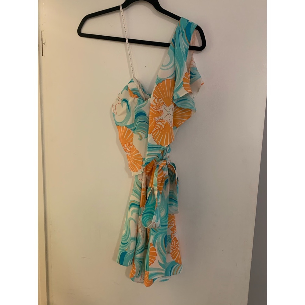 Silk Lilly Pulitzer one-shoulder cocktail dress